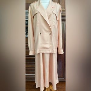 Eleanor P Brenner Women's Vintage 100% Silk Power Pink Jacket /Skirt 2 pc set